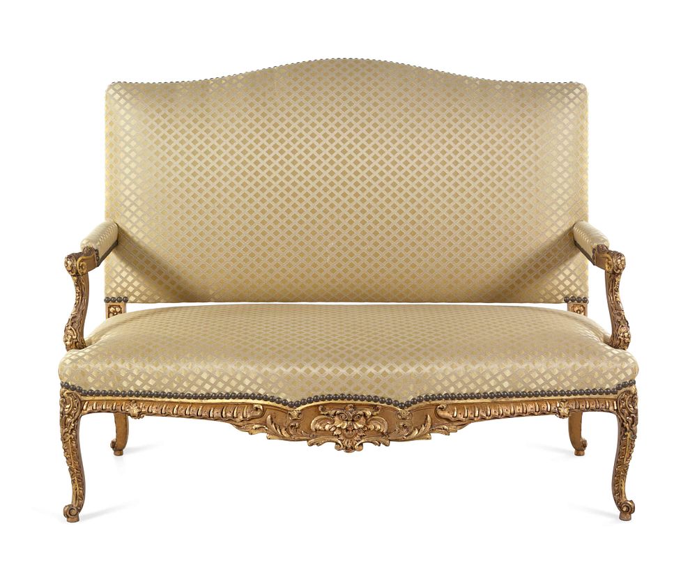 Appraisal: A Louis XV Style Giltwood Settee A Louis XV Style