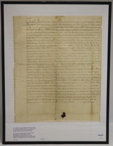 Appraisal: ORIGINAL MANUSCRIPT AGREEMENT BETWEEN THEPARTIES AND CAPTAIN JOHN PETTY TO