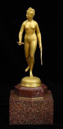 Appraisal: GILT BRONZE FIGURE OF DIANA AFTER HOUDON Cast nude with