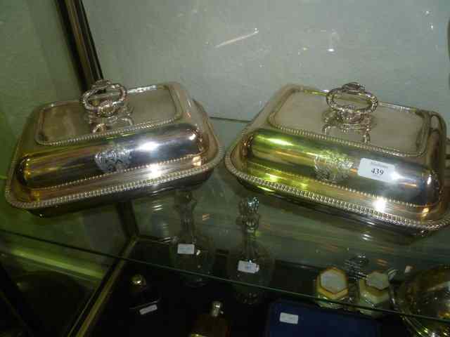 Appraisal: A PAIR OF VICTORIAN SILVER PLATED ENTREE DISHES of rectangular