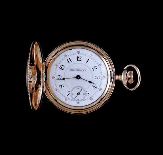 Appraisal: Rare Southern gold hunter pocket watch James Allan Charleston SC