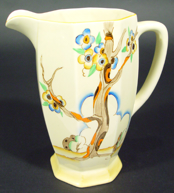 Appraisal: Clarice Cliff Honeyglaze octagonal jug hand painted with a flowering