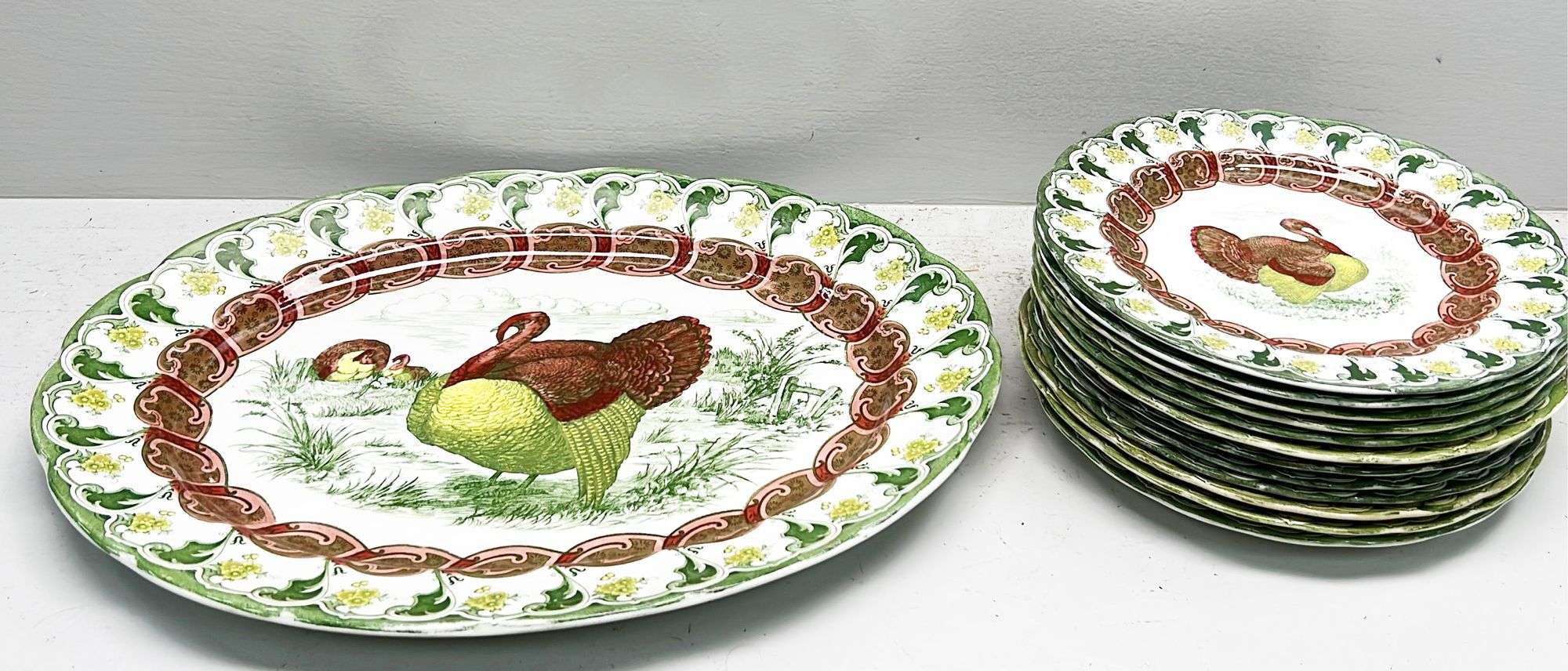 Appraisal: Florence pc English Turkey Serving Set platter plates Condition good