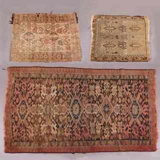 Appraisal: A Group of Three Turkish Wool Rug th Century Largest