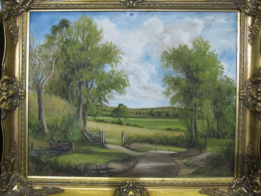 Appraisal: Oil on board landscape unsigned