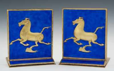 Appraisal: A Pair of Republic of China Horse Bookends The heavy