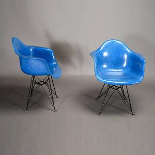 Appraisal: Pair Of Eames Plastic Chairs Pair Of Eames Plastic Blue