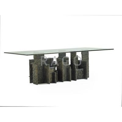 Appraisal: PAUL EVANS - DIRECTIONAL Sculptured Metal dining table USA Bronzed