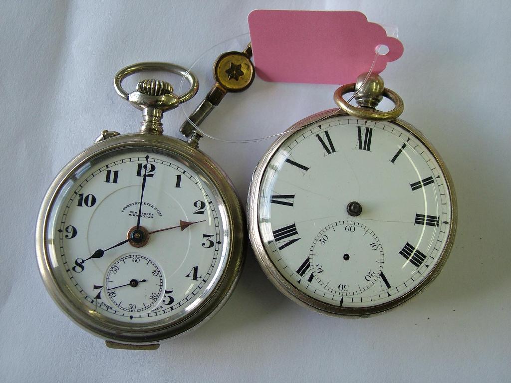 Appraisal: Swiss nickel cased alarm pocket watch branded Coventry Lever Co