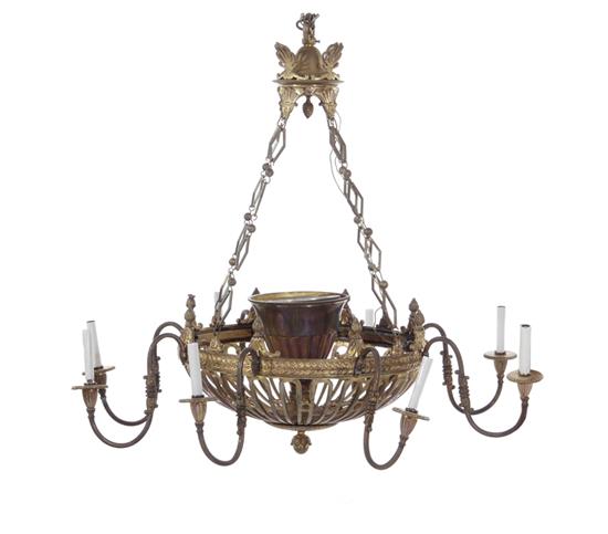 Appraisal: Regency style gilt-bronze eight-light chandelier possibly Russian late th early