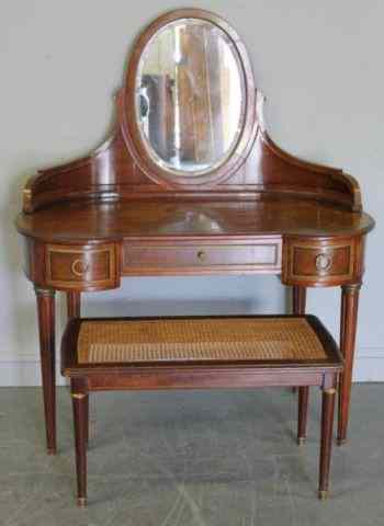 Appraisal: Brass Mounted Mirrored Vanity Bench From a Stamford CT home