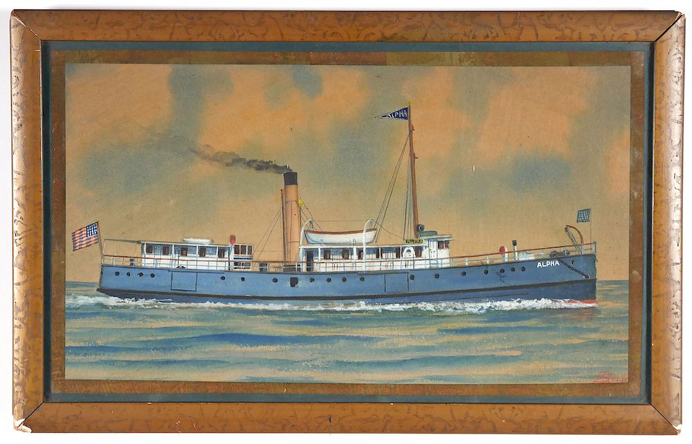 Appraisal: JOE SELBY Watercolor Steamship Painting Joe Selby American - Watercolor