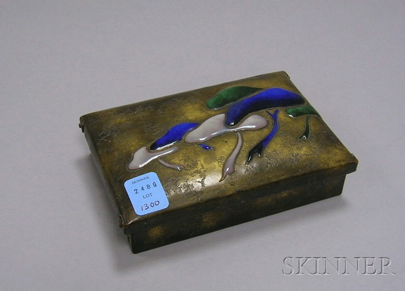 Appraisal: Asian Enamel Decorated Patinated Copper Covered Box decorated with stylized