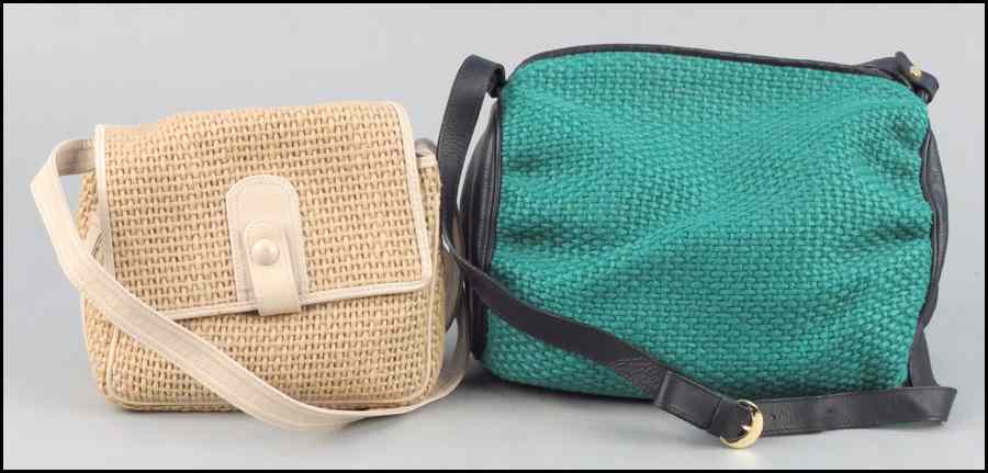 Appraisal: TWO BOTTEGA VENETA WOVEN CANVAS AND LEATHER HANDBAGS Green ''