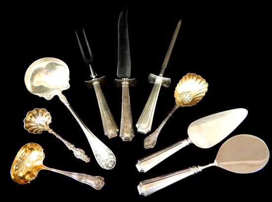 Appraisal: STERLING SILVER Nine sterling serving pieces some not weighable one