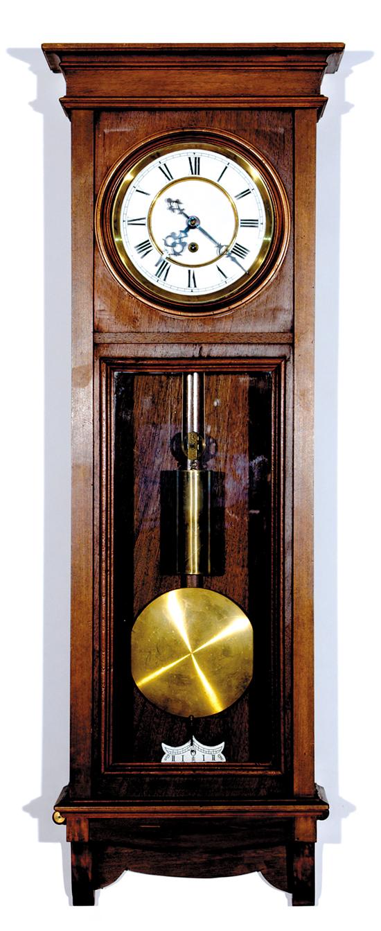 Appraisal: Gustav Becker Vienna regulator clock circa flat rectangular walnut case