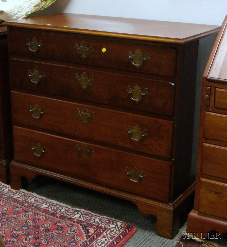 Appraisal: Chippendale Cherry Four-Drawer Chest ht wd in