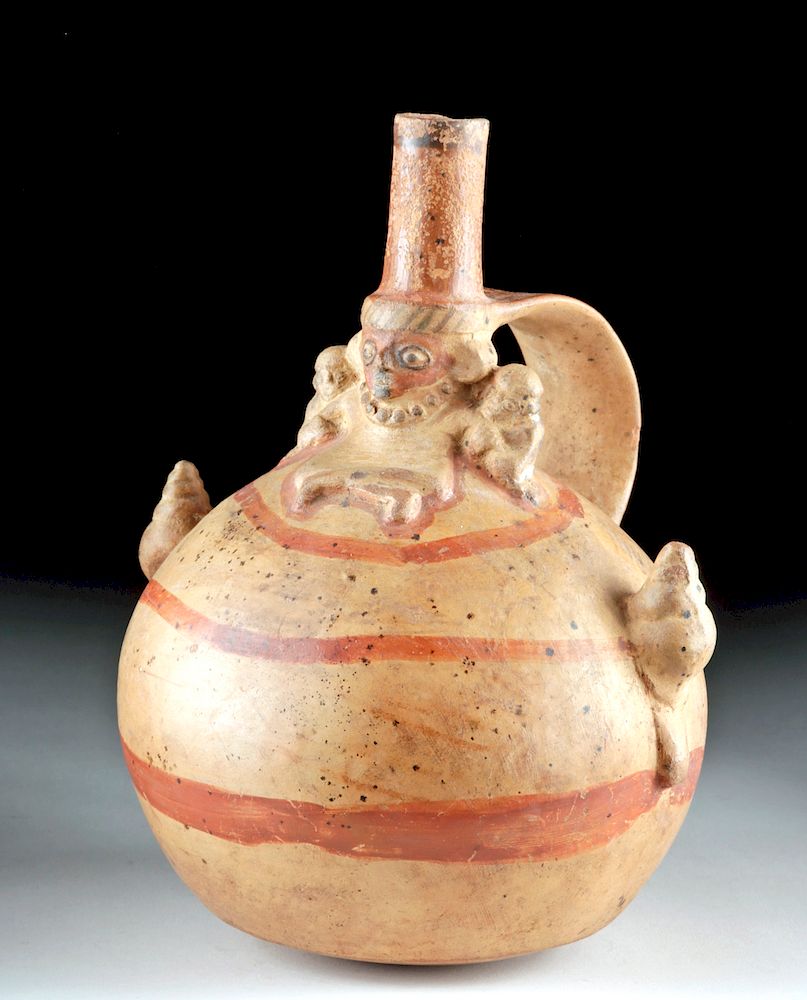 Appraisal: Rare Sican Lambayeque Polychrome Stirrup Jar Pre-Columbian Northern Peru Lambayeque