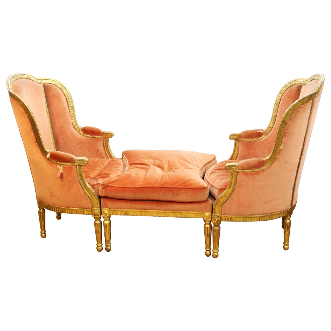 Appraisal: LOUIS XVI MANNER DUCHESSE BRISEE CHAISE LONGUE French Louis XVI