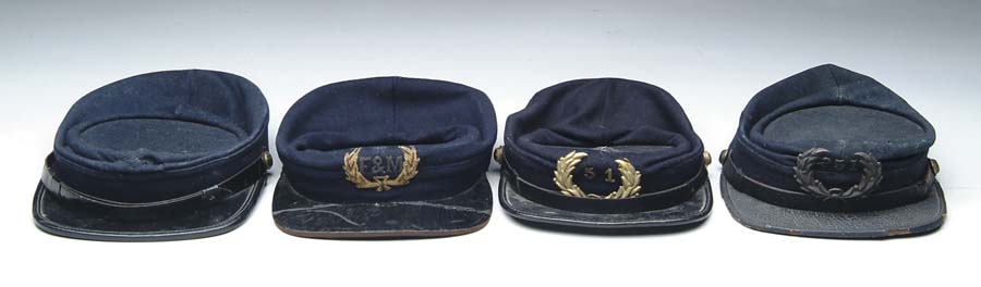 Appraisal: GROUP OF GAR ERA KEPIS Dark blue kepi with GAR