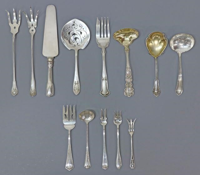 Appraisal: lot of American sterling silver serving flatware five pieces monogrammed