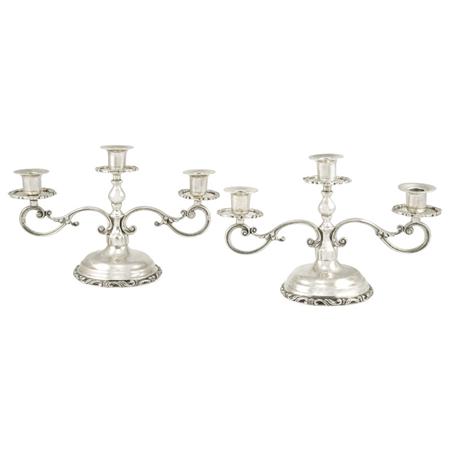 Appraisal: Pair of Mexican Sterling Silver Three-Light Candelabra Estimate -