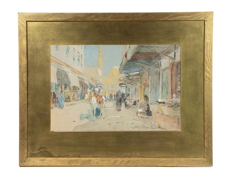 Appraisal: HENRY BACON MA FRANCE - Cairo Street Scene gouache and