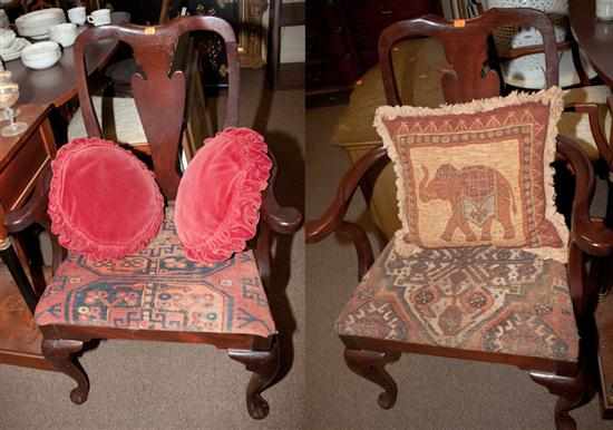 Appraisal: Pair of Queen Anne style mahogany armchairs Estimate - All