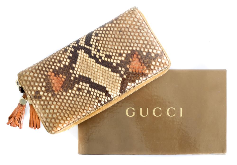 Appraisal: NEW IN BOX GUCCI SNAKESKIN WALLETNew in box with original