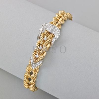 Appraisal: HAMMERMAN BROTHERS DIAMOND K GOLD BELT BRACELET White gold diamond