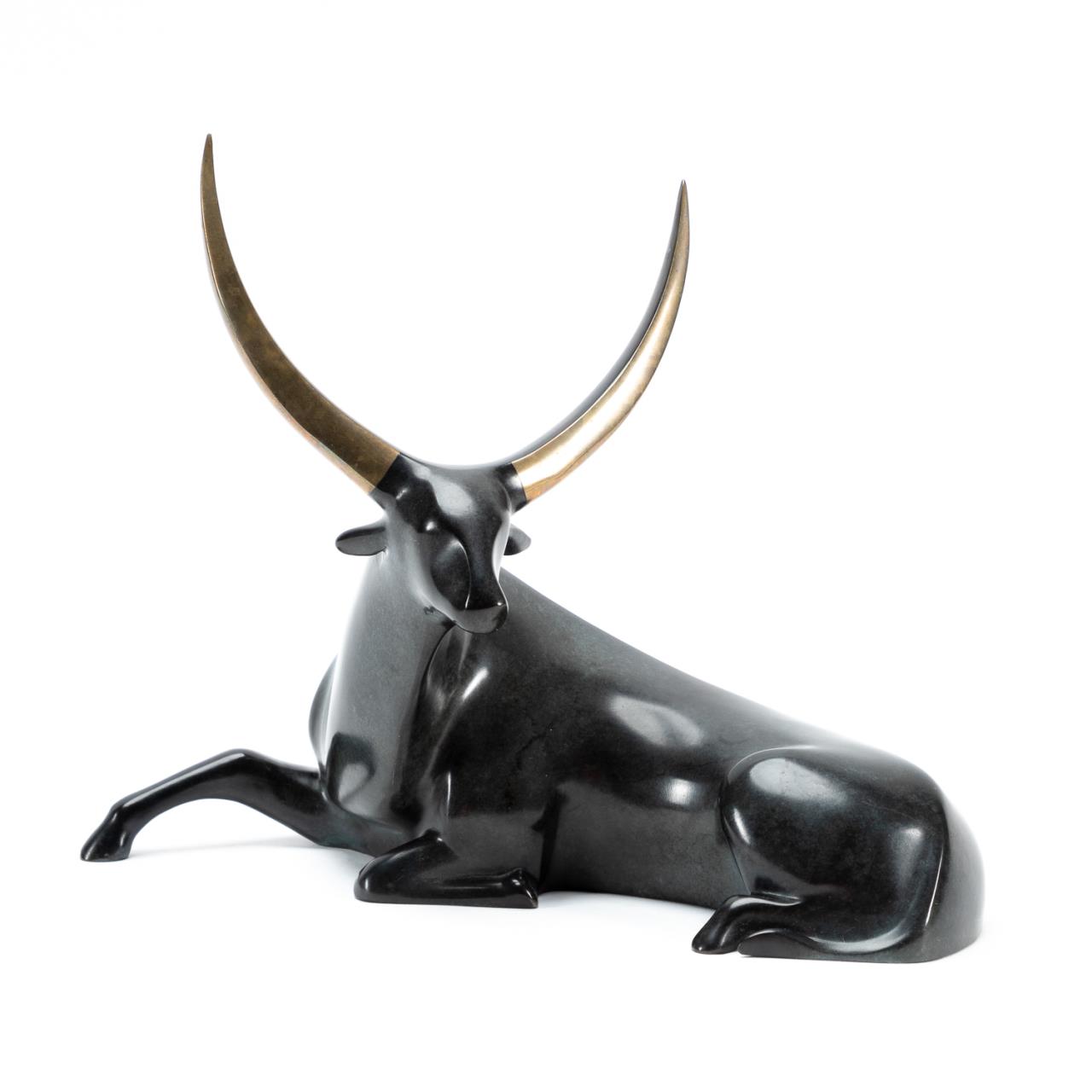 Appraisal: LOET VANDERVEEN TWO TONE BRONZE BULL SCULPTURE Loet Vanderveen Netherlands