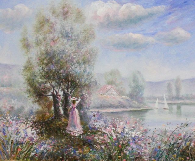 Appraisal: B Schissler Impressionist Oil on Canvas Impressionist oil on canvas