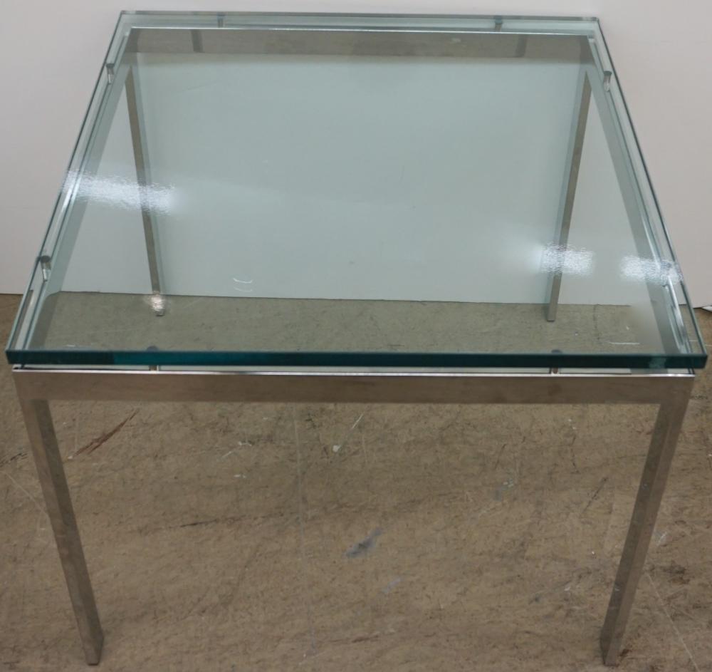 Appraisal: Mid-Century Modern Style Brushed Steel Base and Glass Top Side