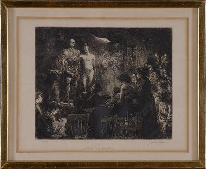 Appraisal: JOHN SLOAN - ANSHUTZ ON ANATOMY Etching on paper x