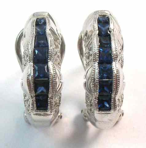 Appraisal: PAIR OF SAPPHIRE AND DIAMOND EARRINGS each k white gold