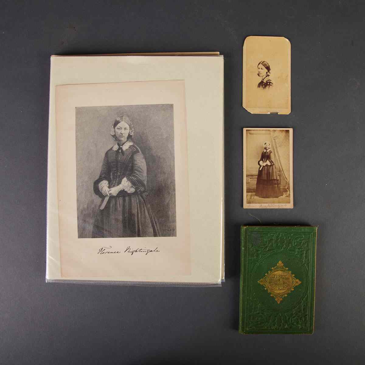 Appraisal: Florence Nightingale - Autographed Book and Cartes de Visite embossed