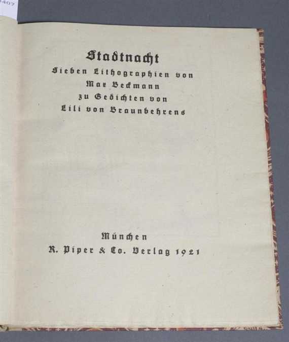 Appraisal: BECKMANN MAX Braunbehrens Lili von Stadtnacht Gedichte Munich R Piper