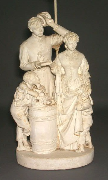 Appraisal: Civil War figural group lamp by Rogers h x w