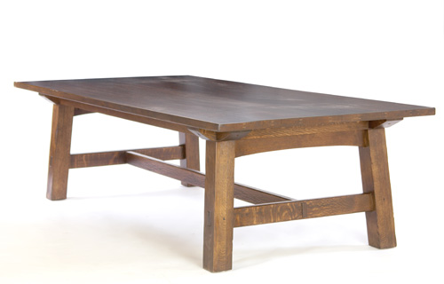 Appraisal: LIMBERT Massive conference table with canted legs arched end aprons