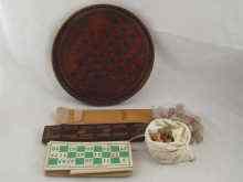 Appraisal: An early th c mahogany marbles board a parquetry cribbage