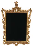 Appraisal: CARVED GILT WALL MIRROR Rectangular mirror frame has gilt leaf