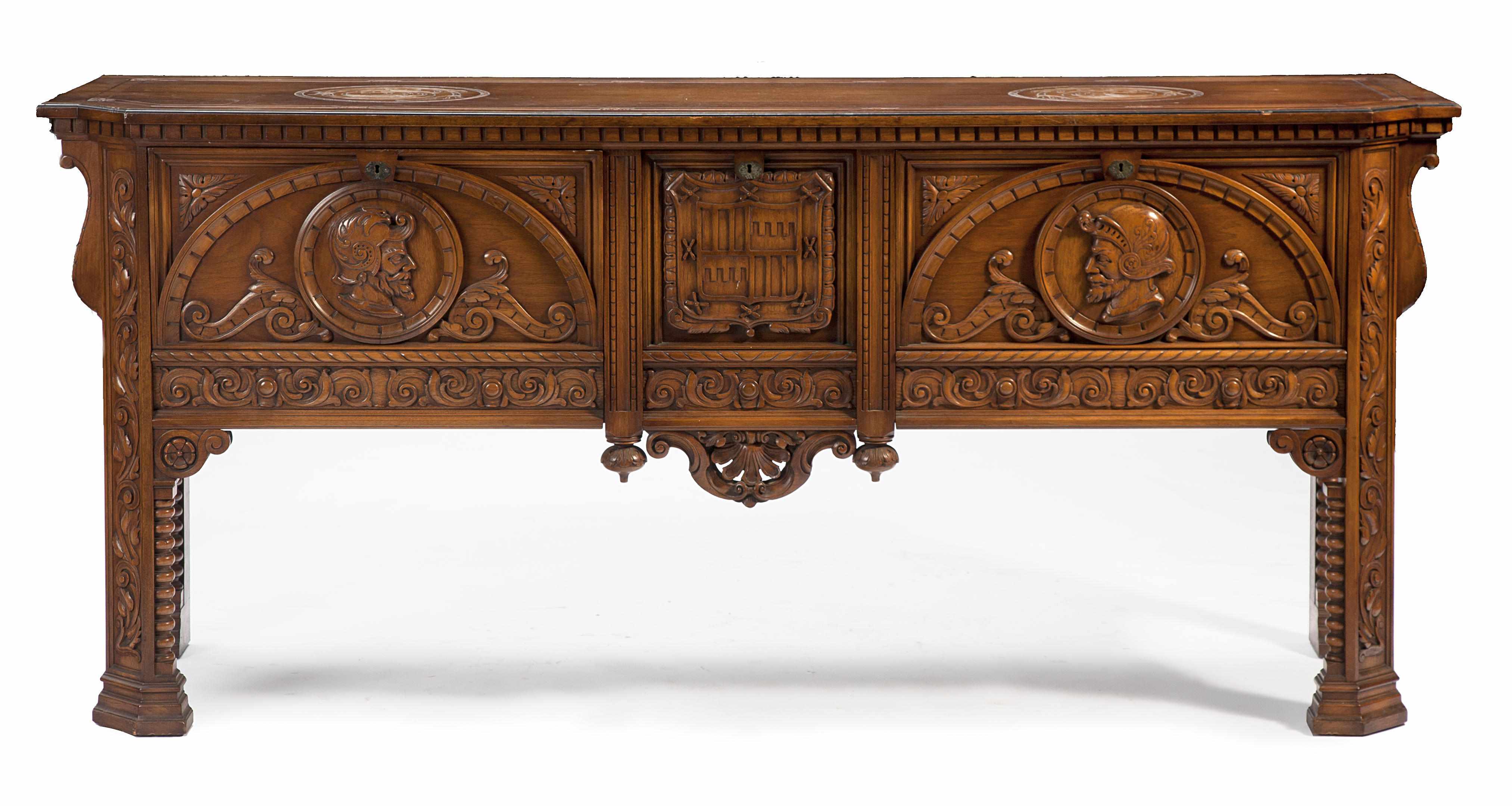 Appraisal: A Continental style carved buffet height in width in depth