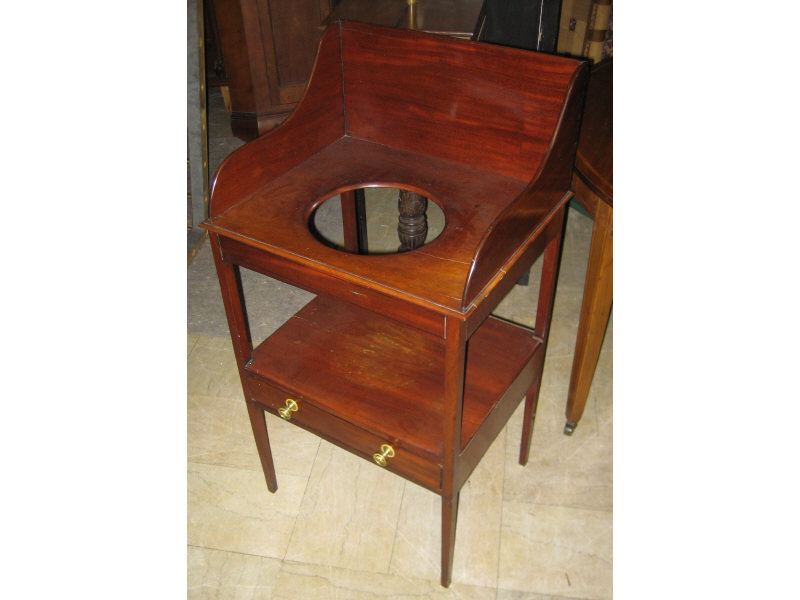 Appraisal: ENGLISH TH CENTURY MAHOGANY WASHSTAND Top with tall gallery surround