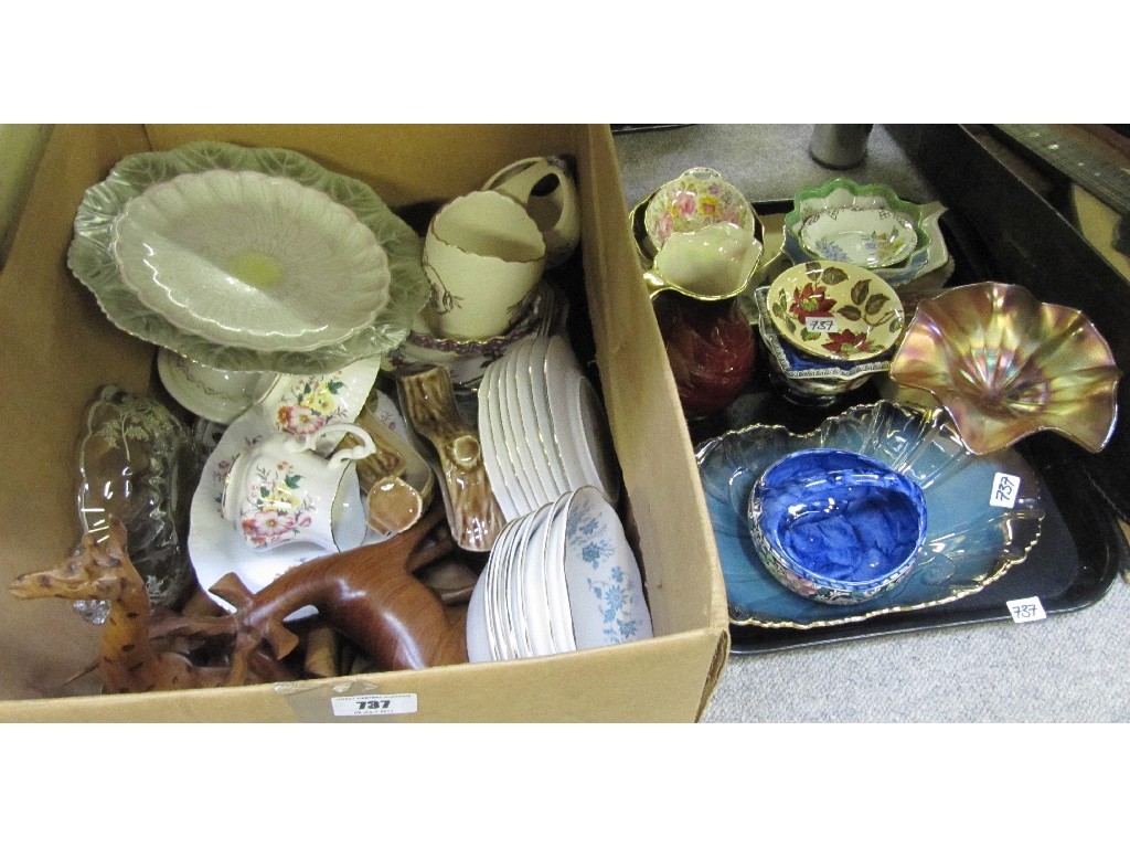 Appraisal: Box of miscellaneous ceramics and glass and a tray lot