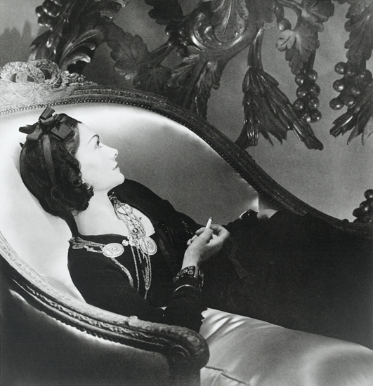 Appraisal: HORST HORST P - Coco Chanel Paris Reclining Silver print