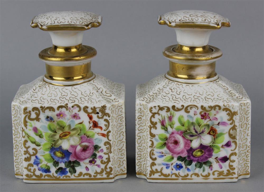 Appraisal: TWO PARIS PORCELAIN TOILET BOTTLES AND STOPPERS mid- th Century