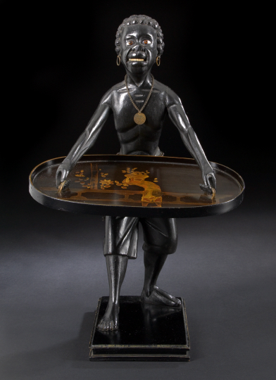 Appraisal: Italian Carved and Ebonized Wood Blackamoor Figure Presenting a Tray