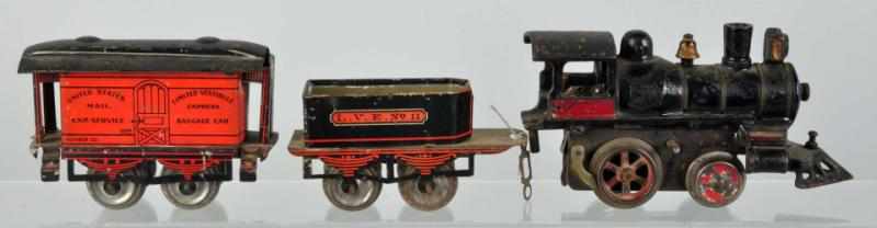 Appraisal: Ives O-Gauge Clockwork Passenger Train Set Includes no steam-type engine