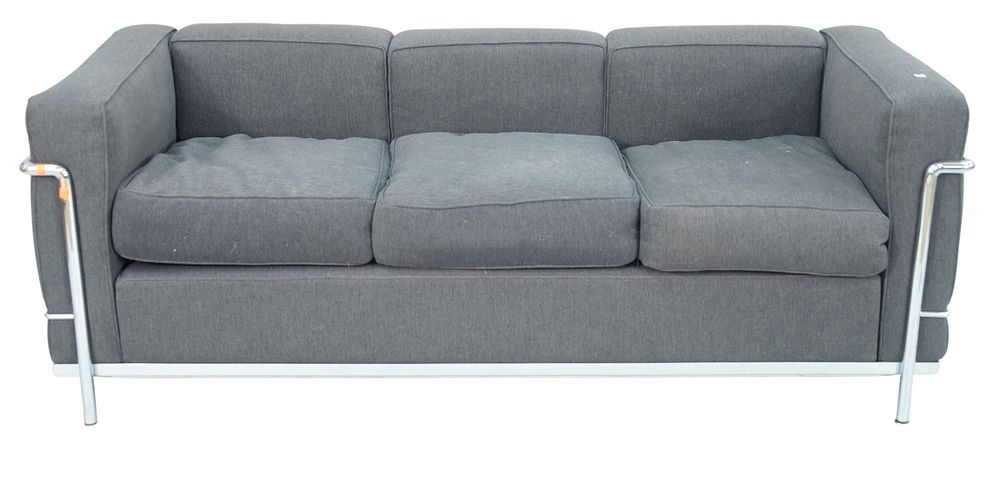 Appraisal: Le Corbusier Cassina LC Charcoal Upholstered Sofa with chrome base