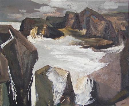 Appraisal: BILL ORD SCOTTISH CONTEMPORARY ROCKY COASTLINE Signed oil on board